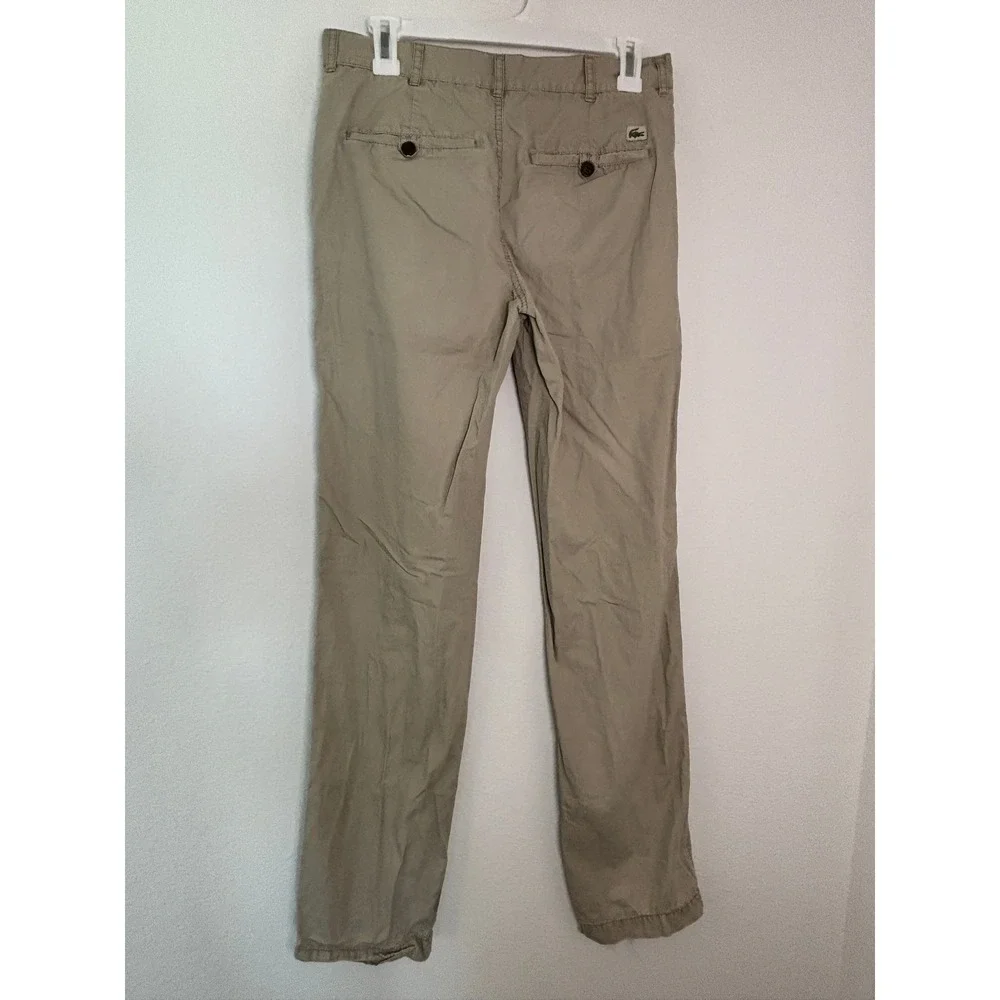 Lacoste Mens Chino Pants Khaki Tan Straight Leg Trousers Size 30 US 38 FR